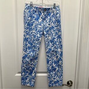Lilly Pulitzer Sadie Pants Blue & White Crab/Lobster Print
